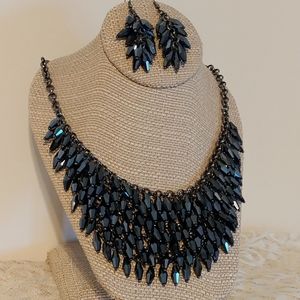 Navy Blue Necklace & Earring Set